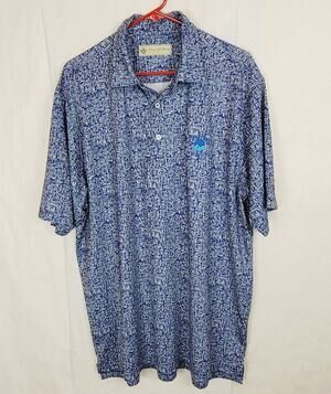 Donald Ross Sport purple abstract print golf polo shirt Size Large Preppy